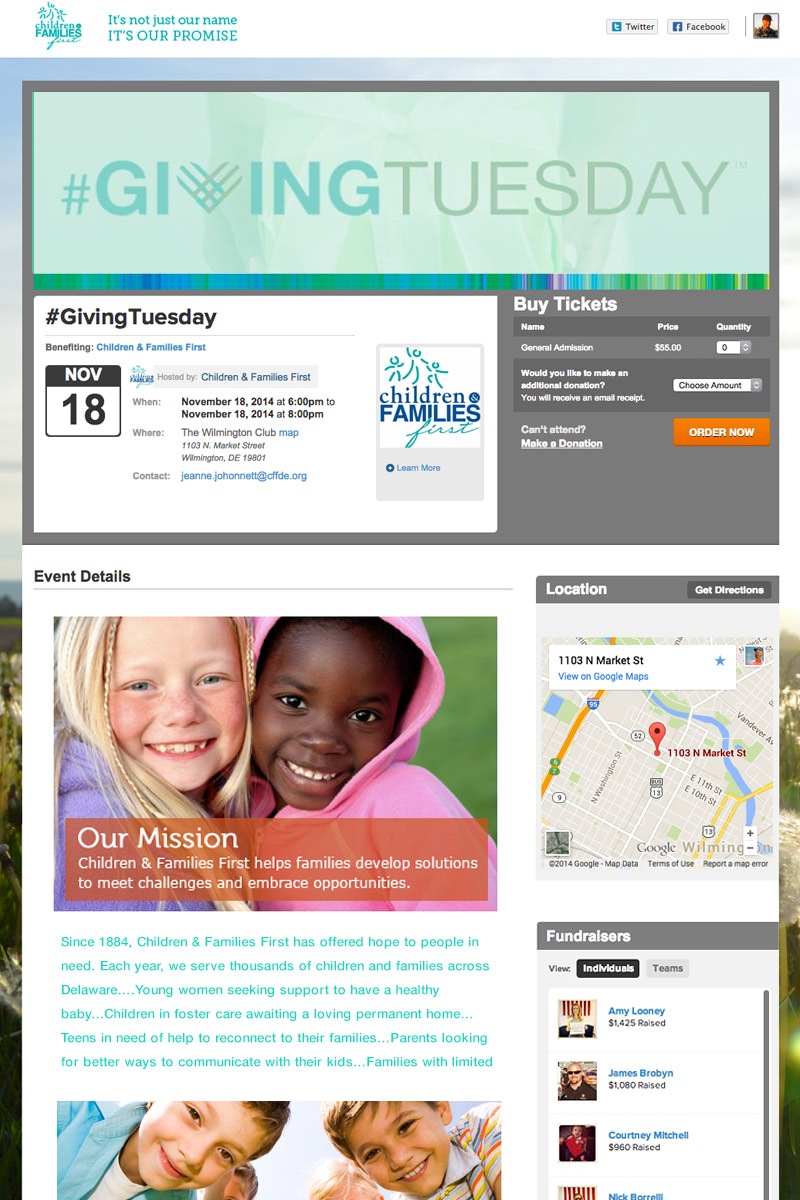 Children & Families First - Giving Tuesday. screenshot