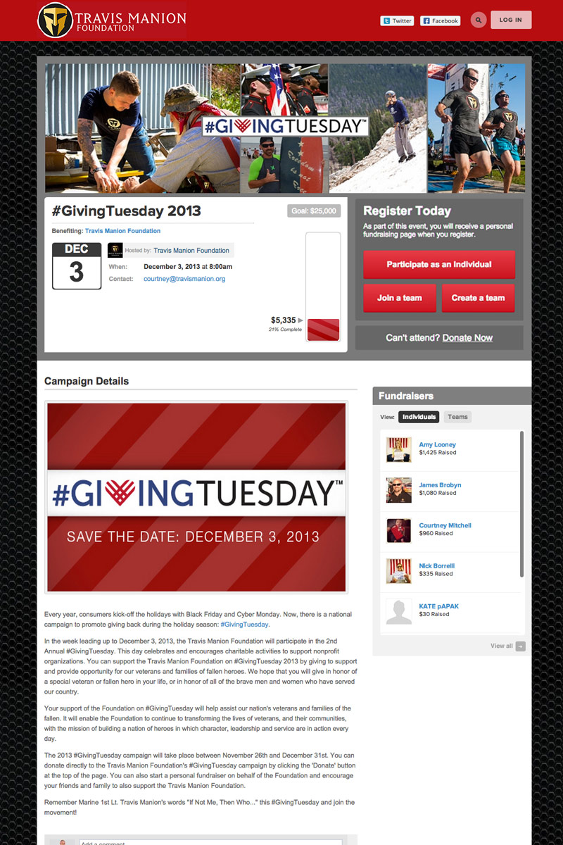 Travis Manion Foundation - Giving Tuesday screenshot