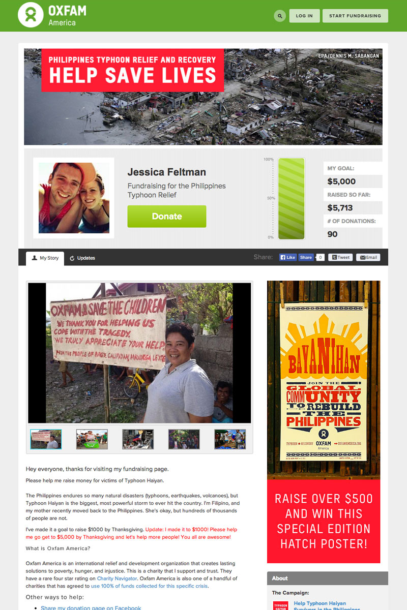 Oxfam America screenshot