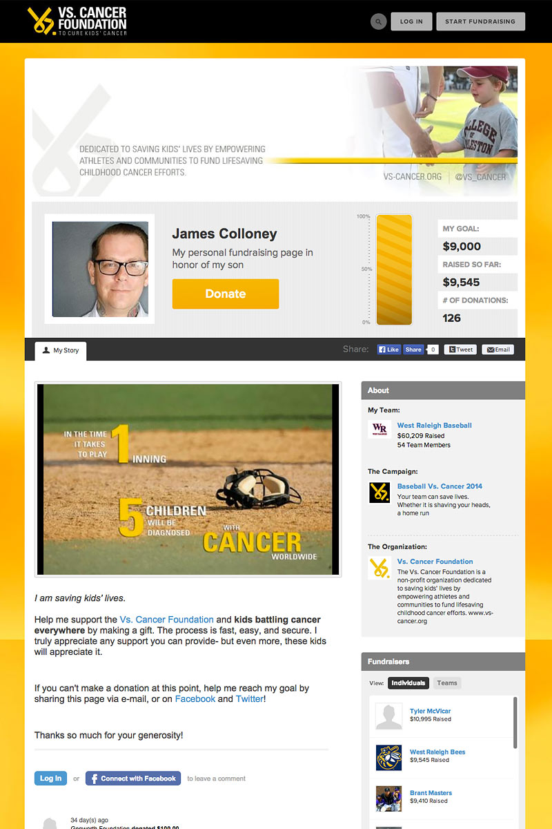 Vs. Cancer Foundation screenshot