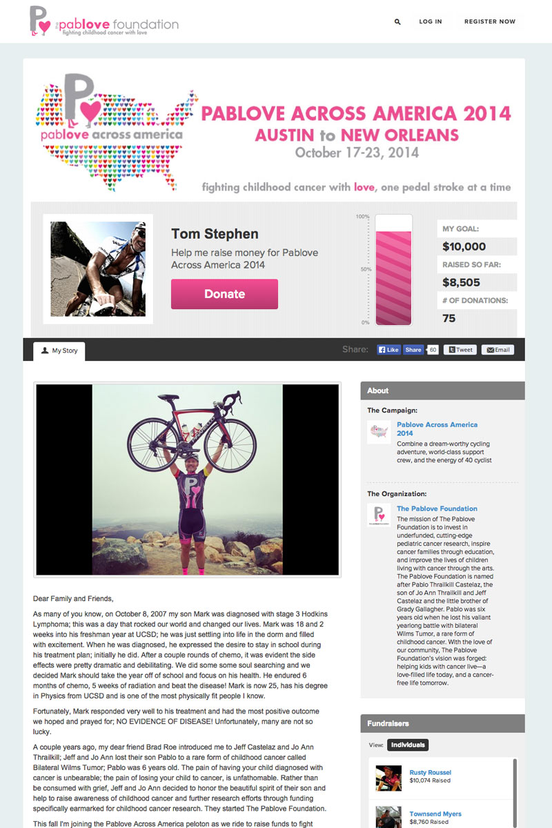 Pablove Foundation screenshot
